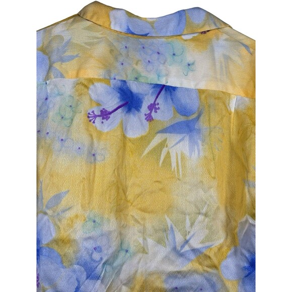 Vintage Pomare Hawaii Aloha Shirt Men’s M Yellow Blue Hibiscus Floral - Picture 7 of 9